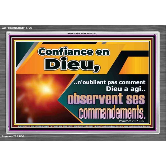 Confiance en Dieu,..observent ses commandements. Cadre acrylique pour chambre d'enfant (GWFREANCHOR11726) 