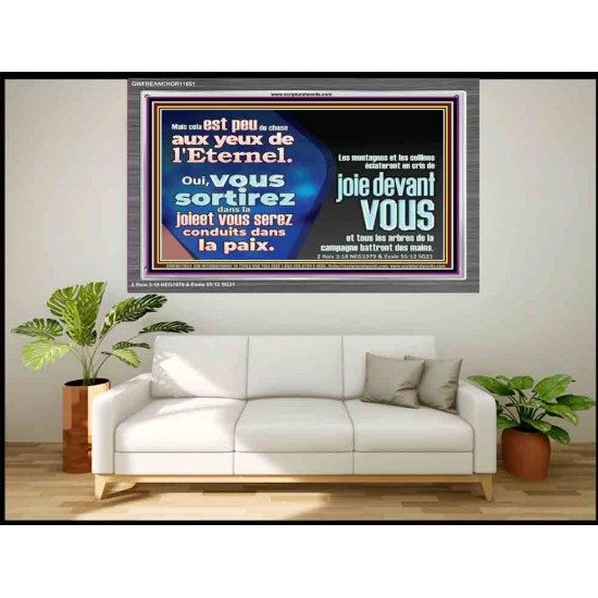 Oui, vous sortirez dans la joieet vous serez conduits dans la paix. Art mural scripturaire avec cadre acrylique (GWFREANCHOR11651) 