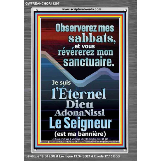 Observerez mes sabbats, et vous révérerez mon sanctuaire.  Cadre acrylique versets bibliques pour la maison en ligne (GWFREANCHOR11297) 