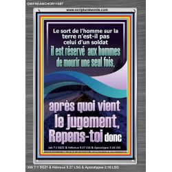 il est réservé aux hommes de mourir une seul fois, après quoi vient le jugAffiche; Art du cadre acrylique verset biblique (GWFREANCHOR11587) 