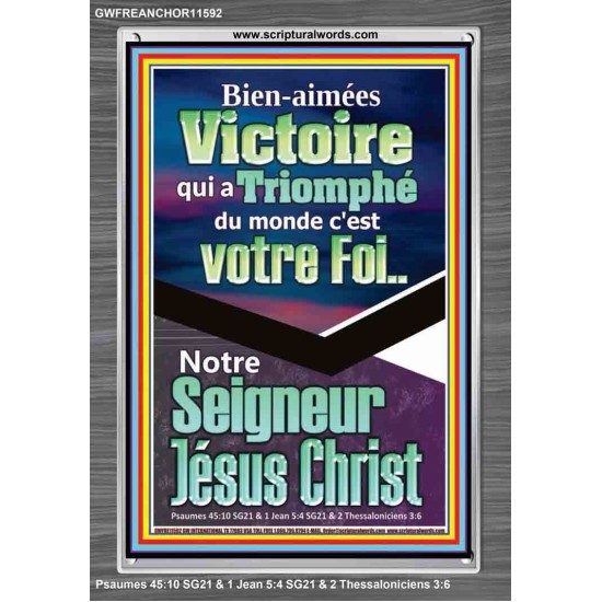 Victoire qui a Triomphé du monde, Jésus Christ.  Cadeau de cadre acrylique d'image de versets bibliques (GWFREANCHOR11592) 