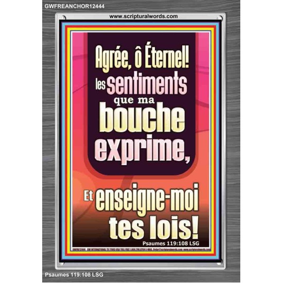 Agrée, ô Éternel! enseigne-moi tes lois. Cadre acrylique chrétien juste vivant (GWFREANCHOR12444) 