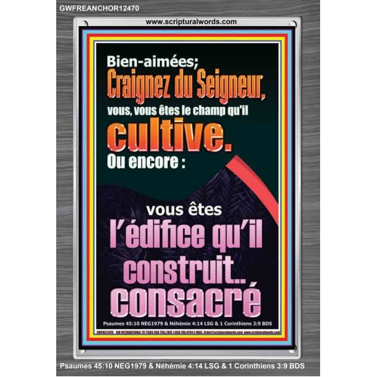 Craignez du Seigneur, vous, vous êtes le champ qu'il cultive. Versets bibliques en cadre acrylique en ligne (GWFREANCHOR12470) 