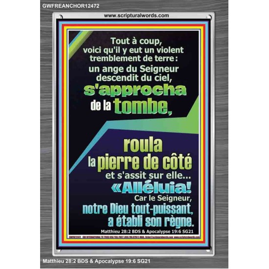 un violent tremblement de terre: un ange du Seigneur descendit du ciel, Cadre Acrylique Verset Biblique en ligne (GWFREANCHOR12472) 