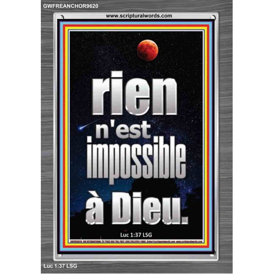 Car rien n'est impossible à Dieu. Cadre acrylique d'art mural inspirant ultime (GWFREANCHOR9620) 