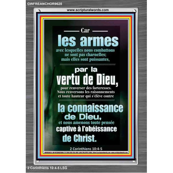 Car les armes avec lesquelles nous combattons ne sont pas charnelles;  Cadre acrylique mural sanctuaire (GWFREANCHOR9628) 