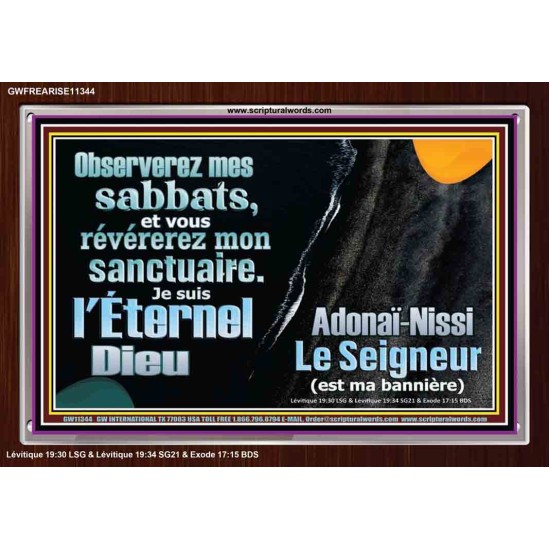 Observerez mes sabbats, et vous révérerez mon sanctuaire. Cadre acrylique chrétien juste vivant (GWFREARISE11344) 