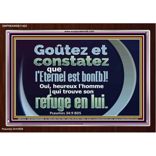 heureux l'homme |qui trouve son refuge en l'Eternel Cadre en acrylique pour œuvres d'art chrétiennes (GWFREARISE11422) 