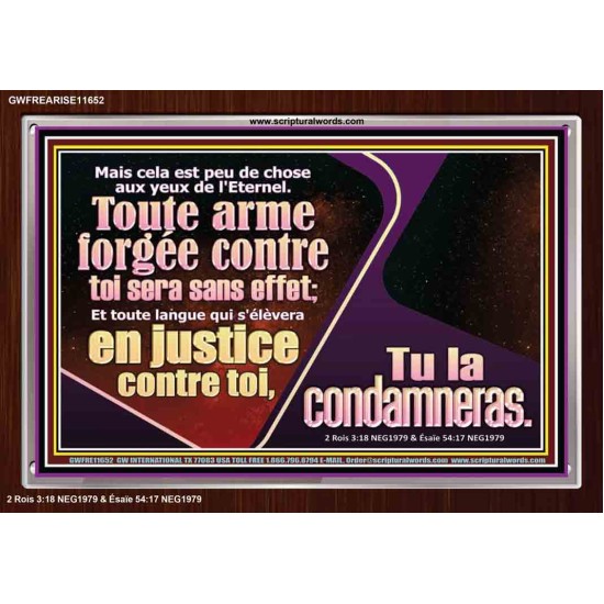 Toute arme forgée contre toi sera sans effet; Art mural scripturaire avec cadre acrylique (GWFREARISE11652) 