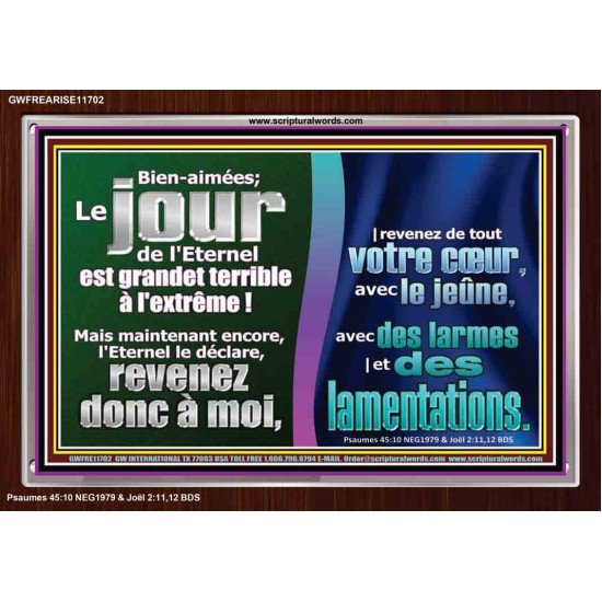 revenez de tout votre cœur, avec le jeûne, avec des larmes |et des lamentations. Cadre acrylique d'art mural inspirant ultime (GWFREARISE11702) 