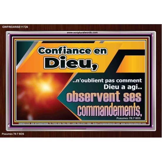 Confiance en Dieu,..observent ses commandements. Cadre acrylique pour chambre d'enfant (GWFREARISE11726) 