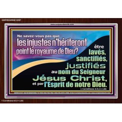 être lavés, sanctifiés,  justifiés au nom du Seigneur Jésus Christ, et par l'Esprit de notre Dieu. Cadre acrylique verset biblique (GWFREARISE12557) 