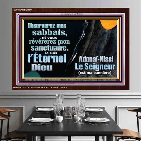 Observerez mes sabbats, et vous révérerez mon sanctuaire. Cadre acrylique chrétien juste vivant (GWFREARISE11344) 