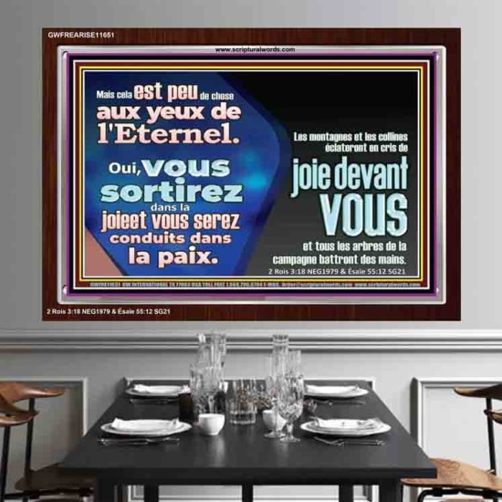 Oui, vous sortirez dans la joieet vous serez conduits dans la paix. Art mural scripturaire avec cadre acrylique (GWFREARISE11651) 