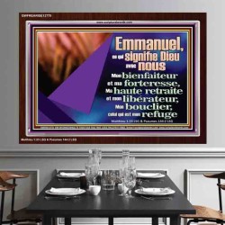 Emmanuel, ce qui signifie Dieu avec nous....Mon bienfaiteur et mon libérateur. Cadre acrylique scriptural unique (GWFREARISE12775) "33X25"