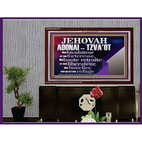 JEHOVAH ADONAI  TZVA'OT....Mon bienfaiteur et mon libérateur. Cadre acrylique d'art mural inspirant ultime (GWFREARISE12774) 