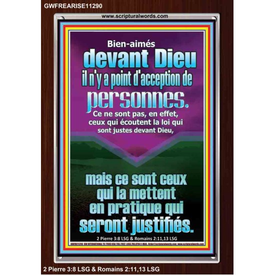 Bien-aimés devant Dieu il n'y a point d'acception de personnes. Cadre acrylique Verset biblique en ligne (GWFREARISE11290) 