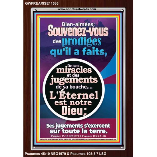 Souvenez-vous des prodiges qu'il a faits, De ses miracles et des jugements de sa bouche, Art du cadre acrylique versets bibliques (GWFREARISE11586) 