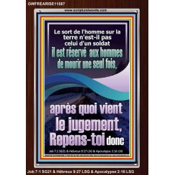 il est réservé aux hommes de mourir une seul fois, après quoi vient le jugAffiche; Art du cadre acrylique verset biblique (GWFREARISE11587) 