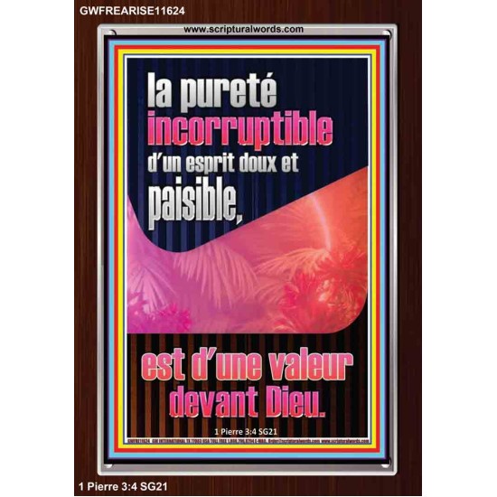 esprit doux et paisible, est d'une valeur devant Dieu. Cadre acrylique Power Bible unique (GWFREARISE11624) 