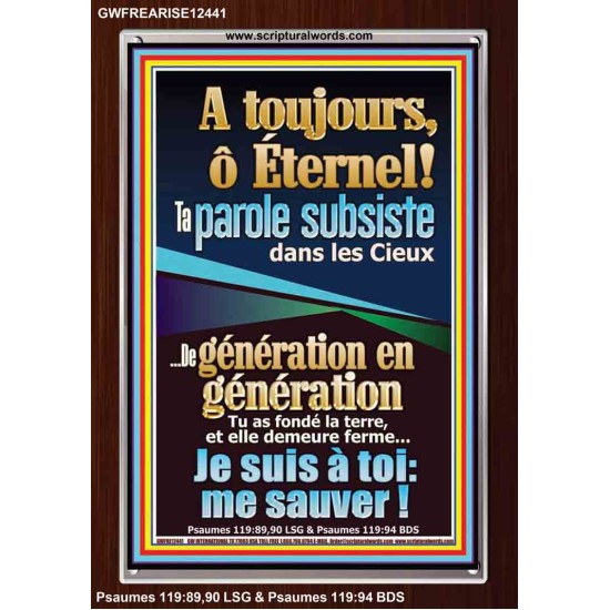 De génération en génération Tu sont Dieu Jéhovah sauve-moi. Affiche; Cadre acrylique scriptural unique (GWFREARISE12441) 