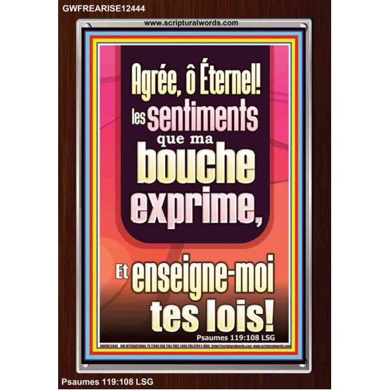 Agrée, ô Éternel! enseigne-moi tes lois. Cadre acrylique chrétien juste vivant (GWFREARISE12444) 