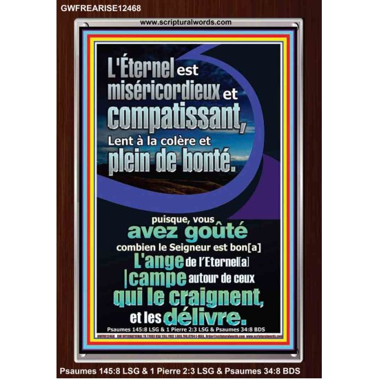 L'ange de l'Eternel[a] |campe autour de ceux qui le craignent, et les délivre. Cadre acrylique Verset biblique en ligne (GWFREARISE12468) 