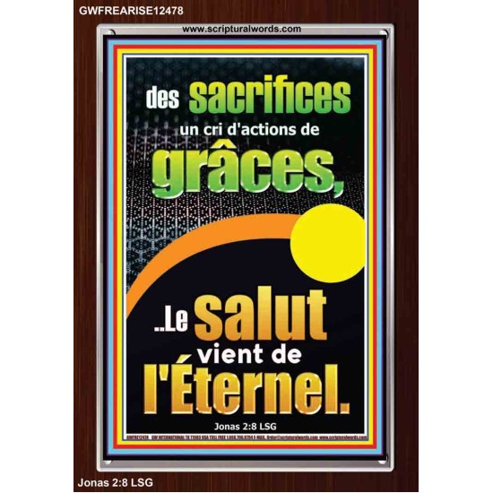 des sacrifices un cri d'actions de grâces, Cadre acrylique avec versets bibliques pour la maison en ligne (GWFREARISE12478) 