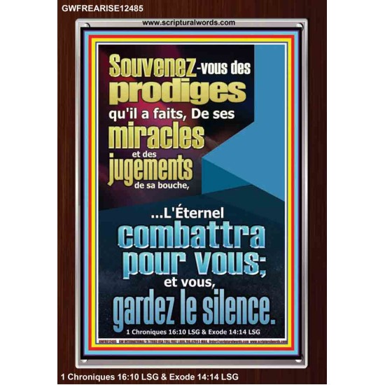 Souvenez-vous des prodiges qu'il a faits, De ses miracles et des jugements de sa bouche. Décoration murale chrétienne (GWFREARISE12485) 