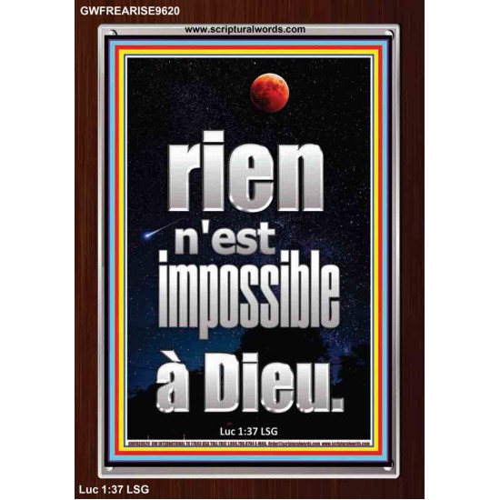 Car rien n'est impossible à Dieu. Cadre acrylique d'art mural inspirant ultime (GWFREARISE9620) 