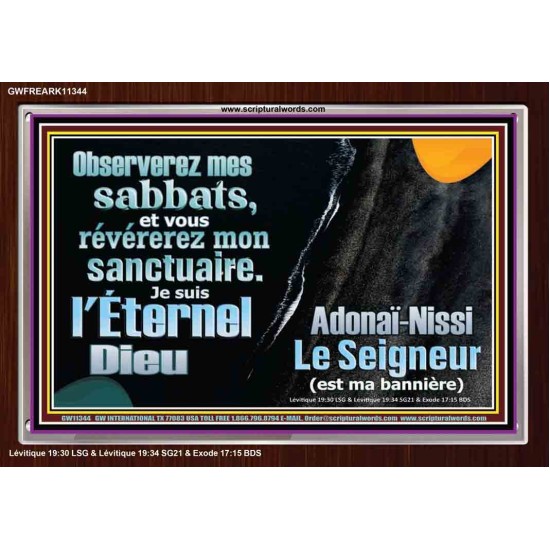 Observerez mes sabbats, et vous révérerez mon sanctuaire. Cadre acrylique chrétien juste vivant (GWFREARK11344) 