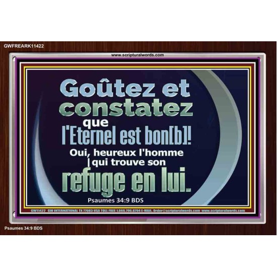 heureux l'homme |qui trouve son refuge en l'Eternel Cadre en acrylique pour œuvres d'art chrétiennes (GWFREARK11422) 