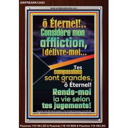 Tes compassions sont grandes, ô Éternel! Rends-moi la vie selon tes jugements! Cadre acrylique chrétien juste vivant (GWFREARK12453) 