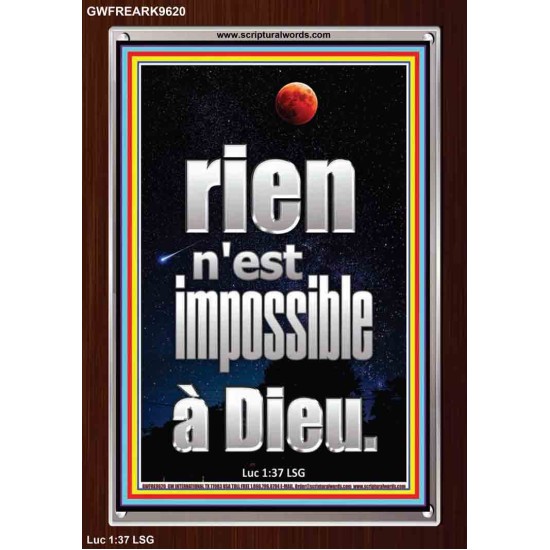 Car rien n'est impossible à Dieu. Cadre acrylique d'art mural inspirant ultime (GWFREARK9620) 