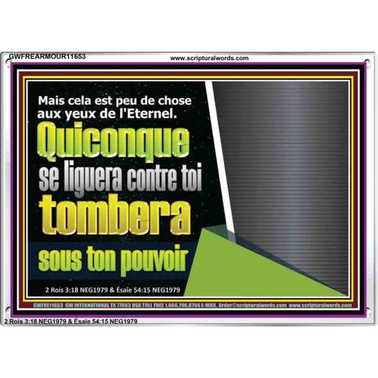 Quiconque se liguera contre toi tombera sous ton pouvoir. Cadre acrylique Verset biblique en ligne (GWFREARMOUR11653) 