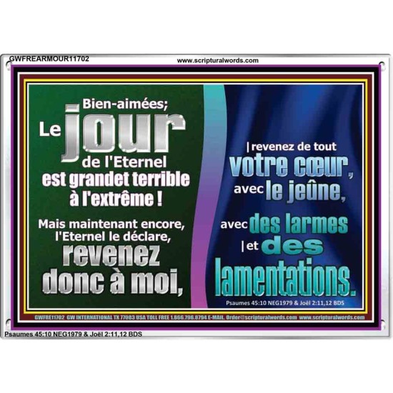 revenez de tout votre cœur, avec le jeûne, avec des larmes |et des lamentations. Cadre acrylique d'art mural inspirant ultime (GWFREARMOUR11702) 