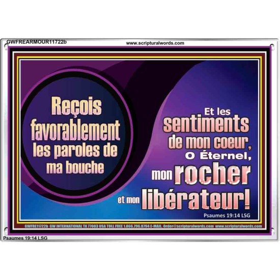 Reçois favorablement les paroles de ma bouche O Éternel, mon rocher. Cadre acrylique puissance ultime (GWFREARMOUR11722b) 