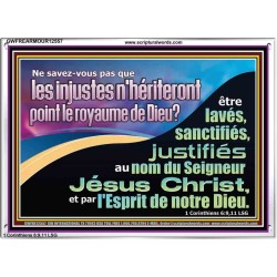 être lavés, sanctifiés,  justifiés au nom du Seigneur Jésus Christ, et par l'Esprit de notre Dieu. Cadre acrylique verset biblique (GWFREARMOUR12557) 