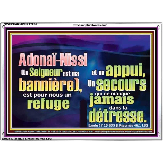 Adonaï-Nissi (Le Seigneur est ma bannière), Versets bibliques imprimables sur cadre acrylique (GWFREARMOUR12634) 
