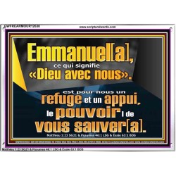 Emmanuel[a], ce qui signifie «Dieu avec nous». le pouvoir |de vous sauver[a]. Art mural avec grand cadre en acrylique et écritures (GWFREARMOUR12638) 