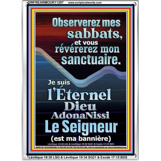 Observerez mes sabbats, et vous révérerez mon sanctuaire.  Cadre acrylique versets bibliques pour la maison en ligne (GWFREARMOUR11297) 