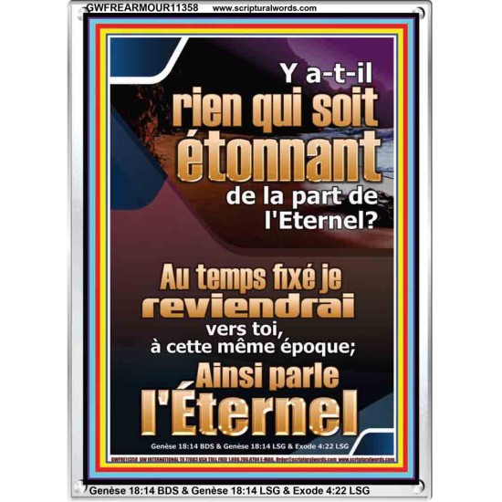 Au temps fixé je reviendrai vers toi,  Cadre acrylique chrétien juste vivant (GWFREARMOUR11358) 