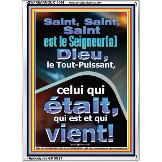 Saint, Saint, Saint est le Seigneur[a] Dieu, le Tout-Puissant, Cadre acrylique Power Bible unique (GWFREARMOUR11444) 