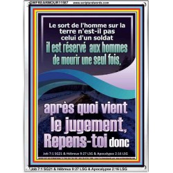 il est réservé aux hommes de mourir une seul fois, après quoi vient le jugAffiche; Art du cadre acrylique verset biblique (GWFREARMOUR11587) 