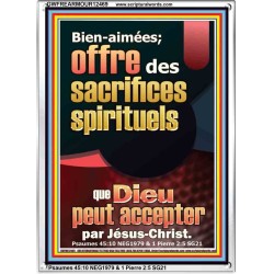 offre des sacrifices spirituels que Dieu peut accepter par Jésus-Christ. Cadre acrylique Verset biblique en ligne (GWFREARMOUR12469) 