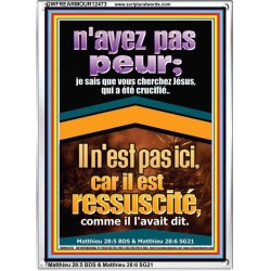 je sais que vous cherchez Jésus, qui a été crucifié..Il n'est pas ici, car il est ressuscité, comme il l'avait dit. Cadres acryliques versets bibliques en ligne (GWFREARMOUR12473) 