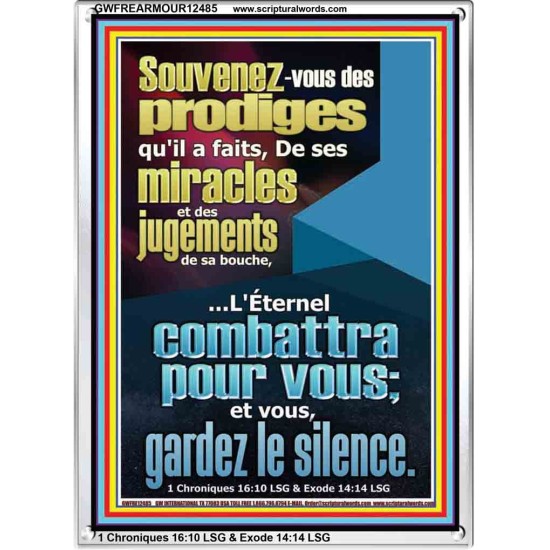 Souvenez-vous des prodiges qu'il a faits, De ses miracles et des jugements de sa bouche. Décoration murale chrétienne (GWFREARMOUR12485) 