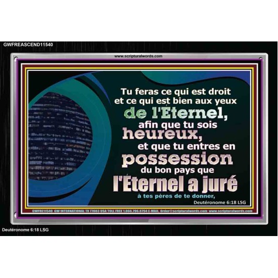 feras ce qui est droit et ce qui est bien aux yeux de L'Éternel. Art mural des Écritures (GWFREASCEND11540) 