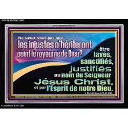 être lavés, sanctifiés,  justifiés au nom du Seigneur Jésus Christ, et par l'Esprit de notre Dieu. Cadre acrylique verset biblique (GWFREASCEND12557) 