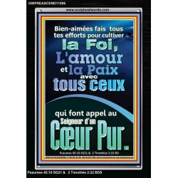 Fais tous tes efforts pour cultiver la foi, l'amour et la paix.  Cadre acrylique versets bibliques pour la maison (GWFREASCEND11595) 